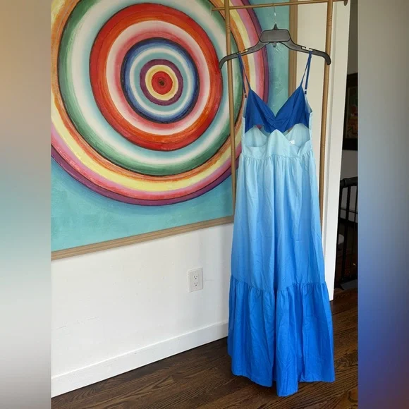 Commense Blue Ombre Cut-Out Maxi Dress with Spaghetti Straps Size XL NWT - Picture 4 of 7